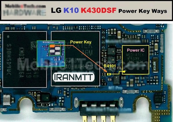 مسیر کلید پاور LG K10 K430DSF