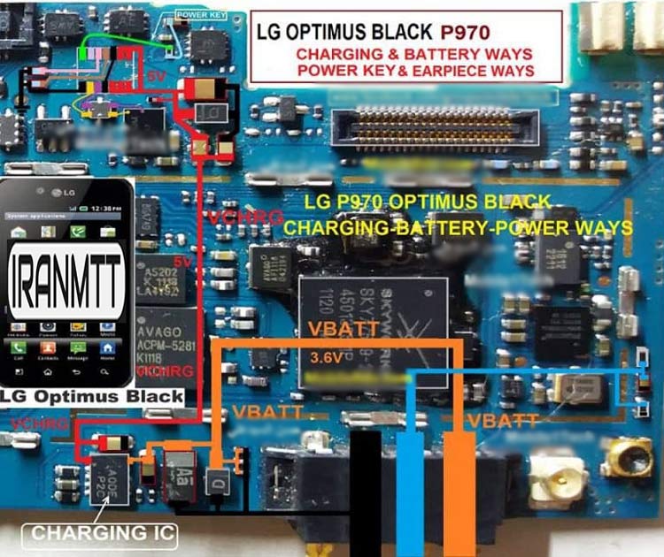 مسیر شارژ LG Black P970