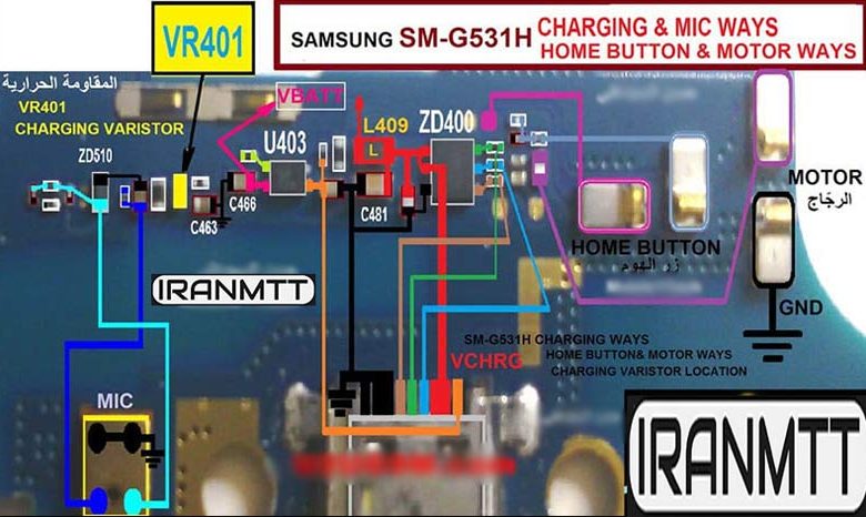 مسیر شارژ/میکروفن/ویبره/کلید هوم سامسونگ Grand Prime G531h