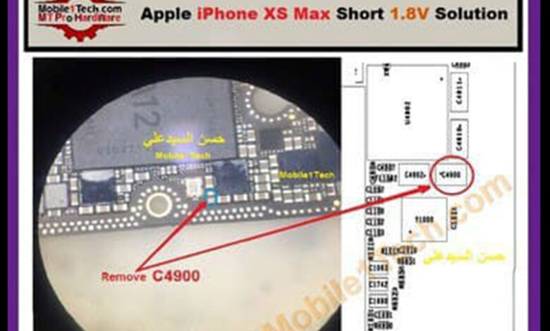 مسیر کلید پاور iPhone XS Max