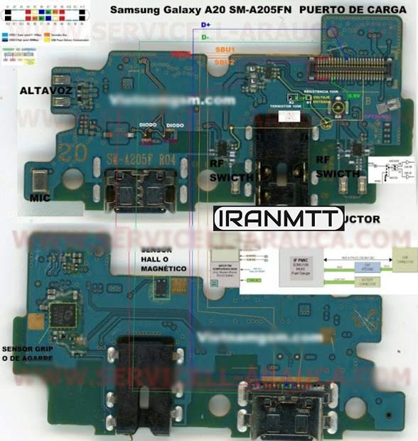 مسیر شارژ سامسونگ A20 A205F