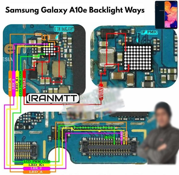 مسیر بک لایت سامسونگ A10E A102U