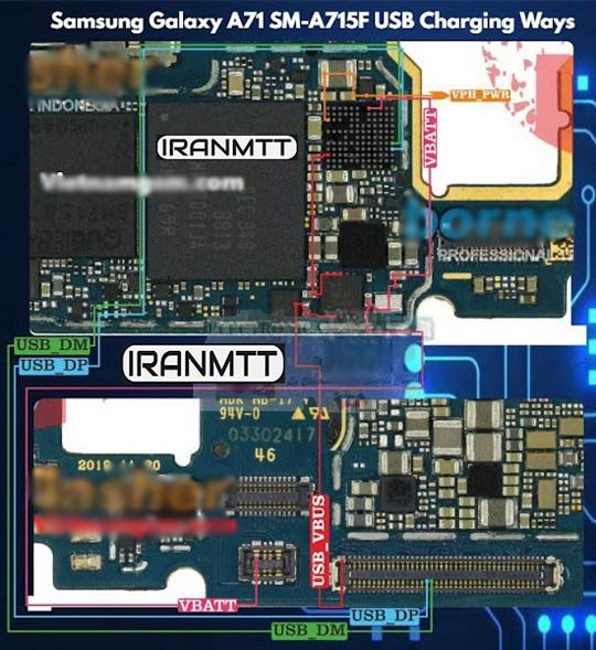 مسیر شارژ سامسونگ A71 A715F