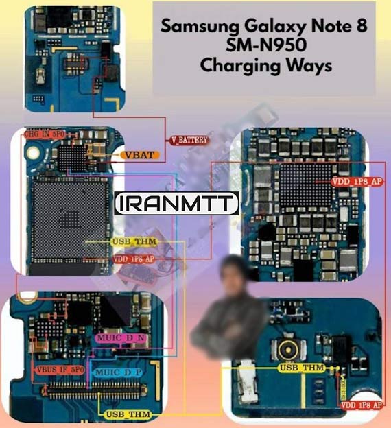 مسیر شارژ NOTE 8 N950