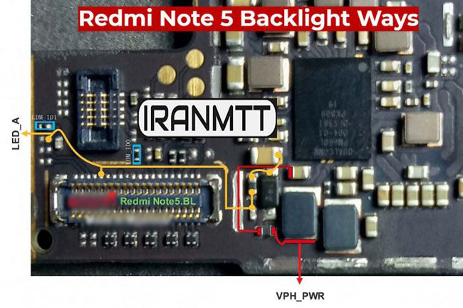 مسیر بک لایت Redmi Note 5