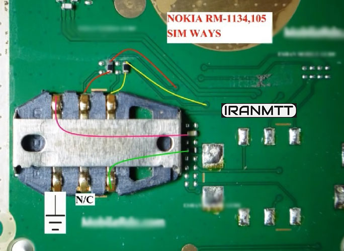 مسیر سیم کارت Nokia 105 RM-1134
