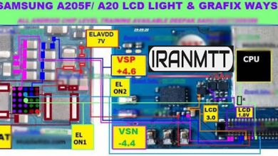 مسیر بک لایت A20 A205F