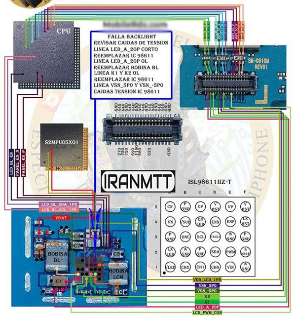 مسیر بک لایت J7 Prime G610M