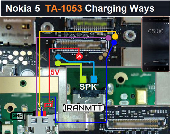 مسیر شارژ Nokia 5 TA-1053
