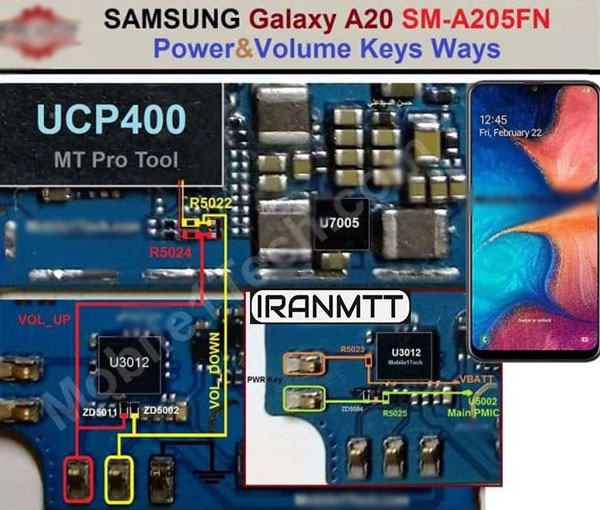 مسیر کلید A20 A205F