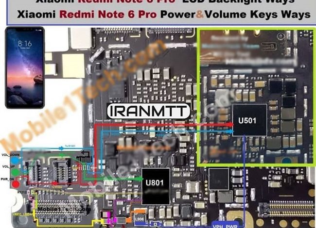 مسیر کلید Redmi Note 6 Pro