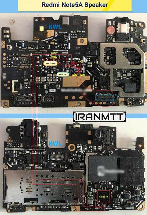 مسیر اسپیکر Redmi Note 5A