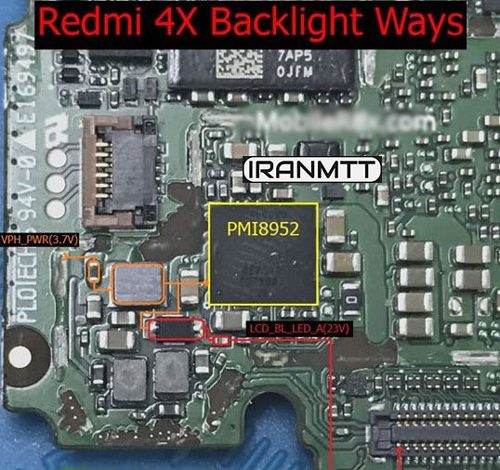 مسیر بک لایت Redmi 4X