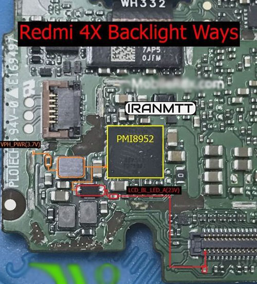 مسیر بک لایت Redmi 4X