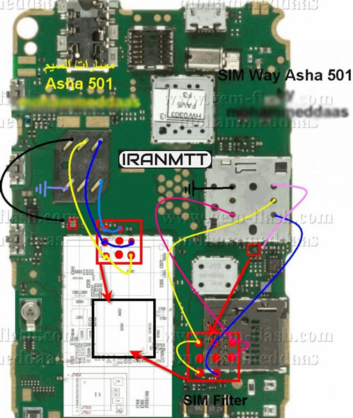 مسیر سیم کارت Nokia 501