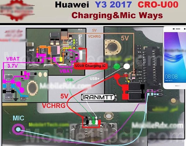 مسیر شارژ Huawei Y3 2017 cro-u00