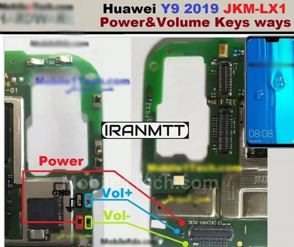 مسیر کلید Huawei Y9 2019